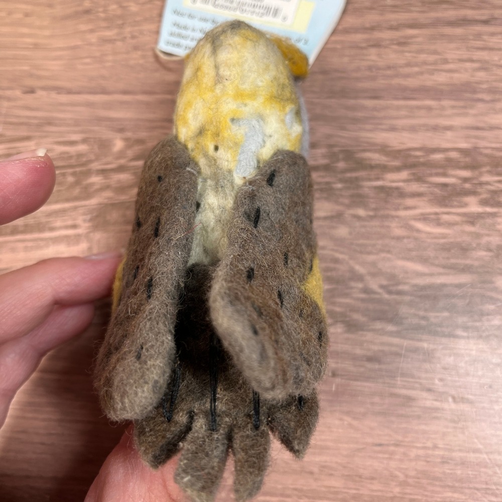 Wild Woolies Great Horned Owl Ornament Brown Yellow Felted Wool Fair Trade NEW - Picture 8 of 9